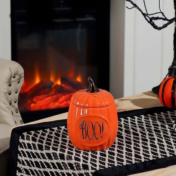 Pumpkin BOO! Orange Ceramic Wax Warmer Autumn Halloween Decor 6-inch Plug-In NEW - Picture 4 of 4